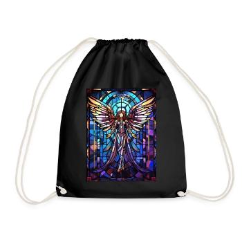 Angel Anime Fantasy Stained Glass Geometric Mosaic - Turnbeutel - Schwarz - Vorne