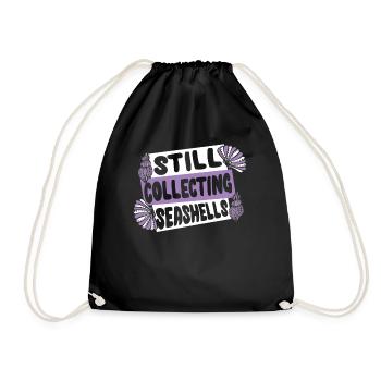 Still Collecting Seashells Shell Hunter Seashell - Drawstring Bag - black - Front