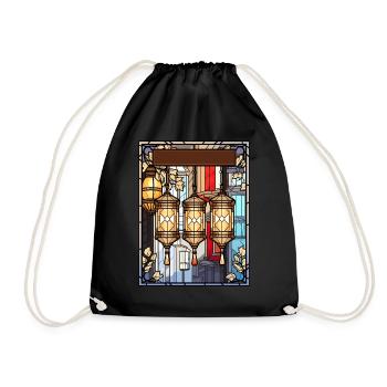 Japanese Traditional Street Lantern Stained Glass - Turnbeutel - Schwarz - Vorne