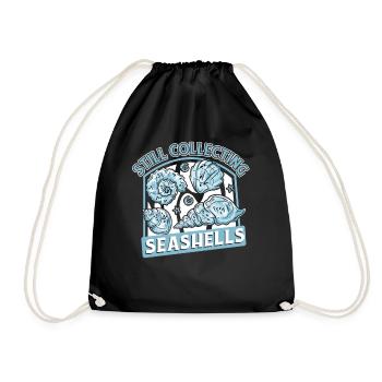 Still Collecting Seashells Shell Hunter Seashell - Drawstring Bag - black - Front
