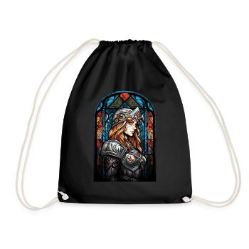 Fantasy Stained Glass Window Art Anime Warrior - Turnbeutel - Schwarz - Vorne