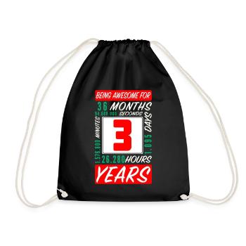 Children 3 Years Birthday Months Hours - Drawstring Bag - black - Front