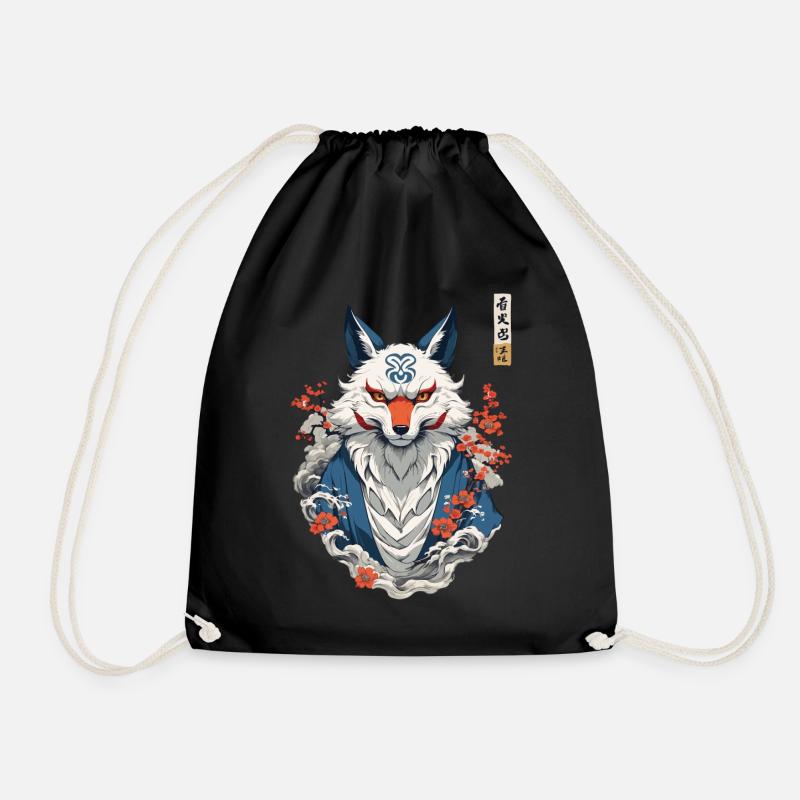Kitsune Fuchsgeist Ästhetik Yokai Japan Kunst - Turnbeutel - Schwarz