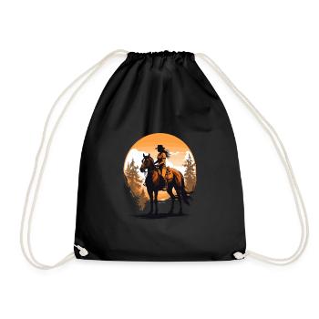 Aesthetic Horses Iconic Rider Design - Drawstring Bag - black - Front