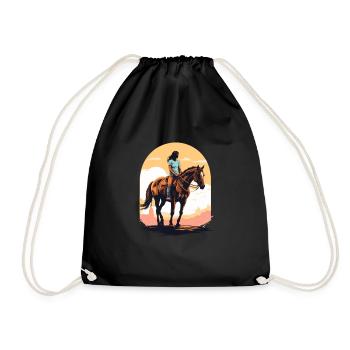 Aesthetic Horse Rider Streetwear Design - Drawstring Bag - black - Front