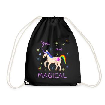 Licorne mignonne Licornes magiques Rainbow Girl - Sac de sport léger - noir - Devant
