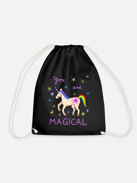 Süßes Einhorn magisch Einhörner Regenbogen Mädchen - Turnbeutel - Schwarz