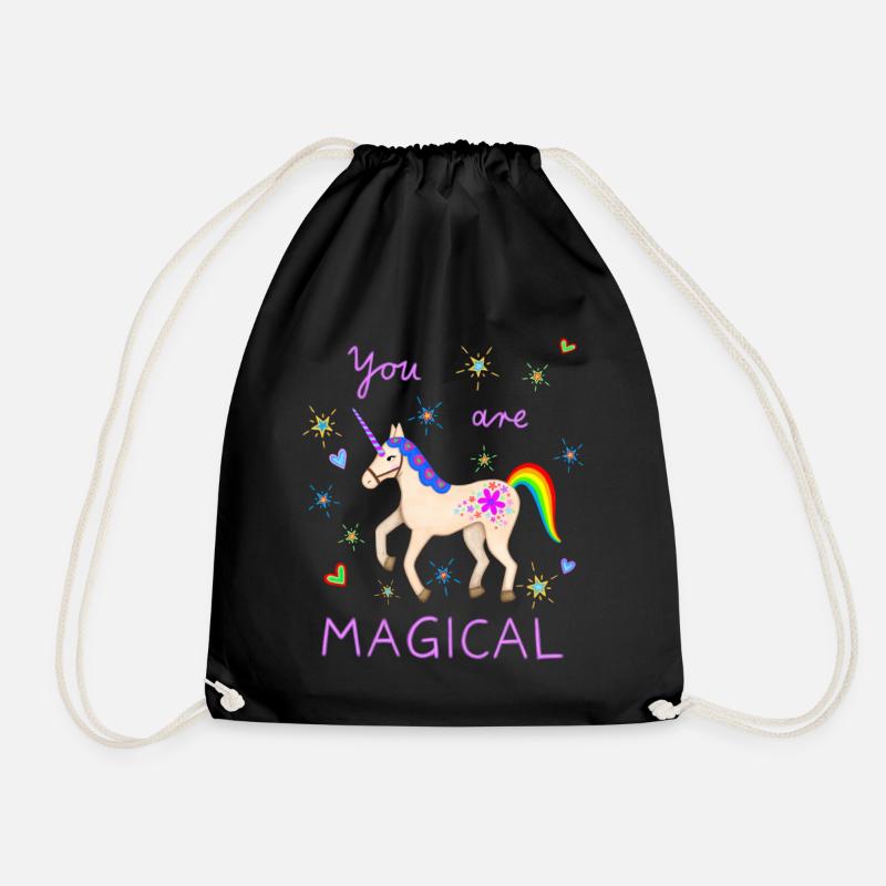 Süßes Einhorn magisch Einhörner Regenbogen Mädchen - Turnbeutel - Schwarz