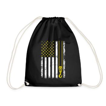 USA Flag Crane Operating - Funny Crane Driver - Drawstring Bag - black - Front