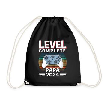 Level Complete Dad 2024 - Drawstring Bag - black - Front
