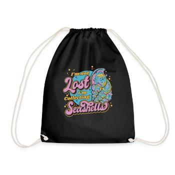 I'm Not Lost I'm Collecting Seashells Seashell - Drawstring Bag - black - Front