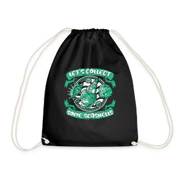 Let's Collect Some Seashells Bivalvia Seashell - Drawstring Bag - black - Front
