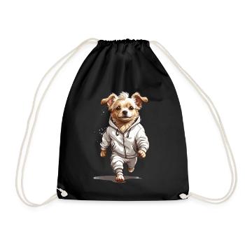 Dog Streetwear Aesthetic Fitness Running Design - Drawstring Bag - black - Front