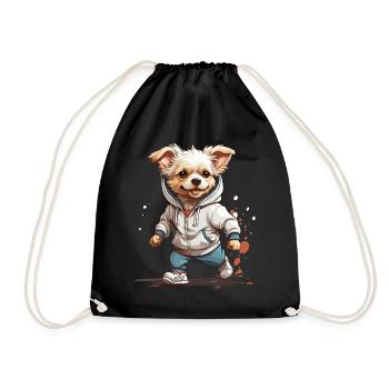 Dog Streetwear Jogging Aesthetic Fitness Style - Drawstring Bag - black - Front