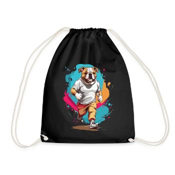 Bulldog Streetwear Jogging Aesthetic Fitness - Drawstring Bag - black - Front
