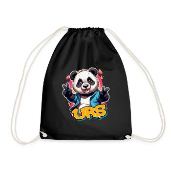 LARS - Handsome boy name with cool panda - Drawstring Bag - black - Front