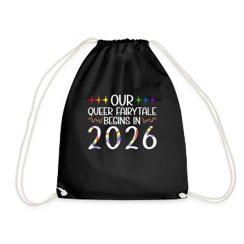 Queer Fairytale 2026 Hochzeit Homo-Ehe - Turnbeutel - Schwarz - Vorne