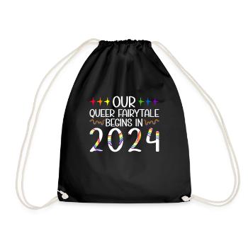 Queer Fairytale 2024 Hochzeit Homo-Ehe - Turnbeutel - Schwarz - Vorne
