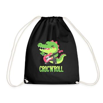 Rocker Crocodile - Pun - Drawstring Bag - black - Front