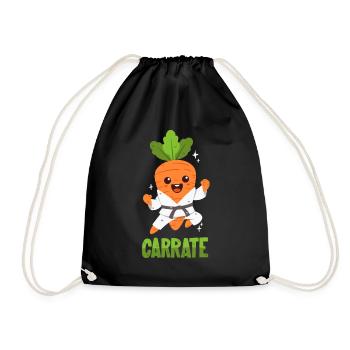 Karate-Karotte - Wortwitz - Turnbeutel - Schwarz - Vorne