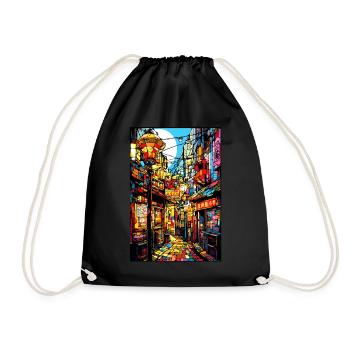 Osaka City Pop Stained Glass Japanese Aesthetic - Turnbeutel - Schwarz - Vorne
