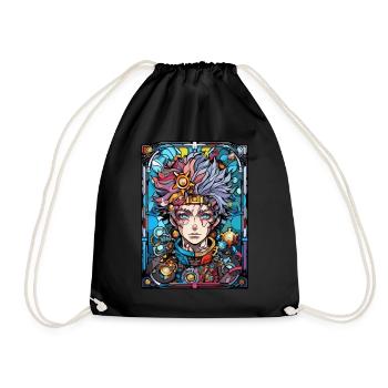 Mecha Anime Steampunk Aesthetic Stained Glass - Turnbeutel - Schwarz - Vorne