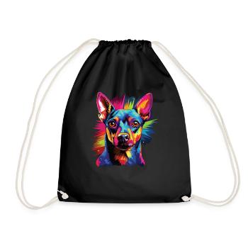 Aquarelle colorée Miniature Pinscher - Sac de sport léger - noir - Devant