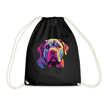 Watercolor Colorful Mastino Napoletano - Drawstring Bag - black - Front