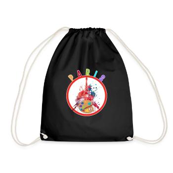 Paris Shirt, Paris Painter Palette Tee, Gift For - Drawstring Bag - black - Front