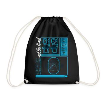 Airplane Shirt, Sky Is Not The Limit Tee, Gift - Drawstring Bag - black - Front