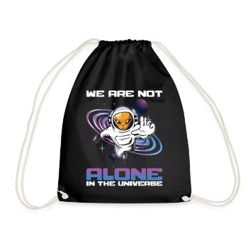 We Are Not Alone Astronaut Theorist Believer Alien - Drawstring Bag - black - Front