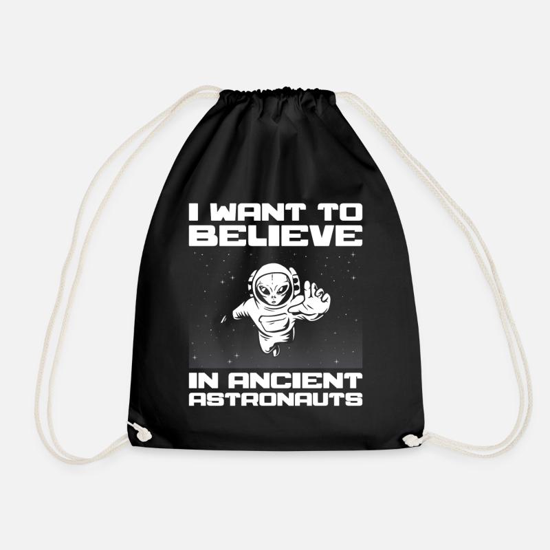 Ancient Astronaut Theorist Alien UFO Believer - Drawstring Bag - black