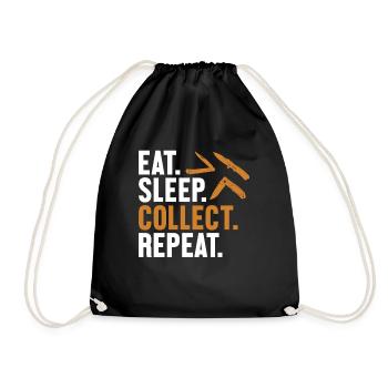 Eat Sleep Collect Repeat Restoration Lover Messer - Turnbeutel - Schwarz - Vorne