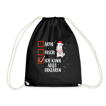 Artig Frech Ich Kann Alles Erklärenes Weihnachten - Turnbeutel - Schwarz - Vorne
