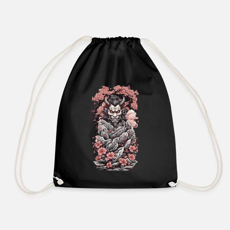 Kirschblüten Yokai Oni Ästhetik und Japan Style - Turnbeutel - Schwarz