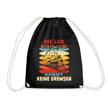 EISENBAHN DIE LOK MEINER LAUNE KENNT KEINE BREMSEN - Turnbeutel - Schwarz - Vorne