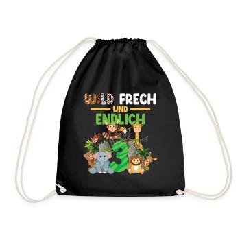 Wild Frech Und Endlich 3 Kindergeburtstag - Turnbeutel - Schwarz - Vorne