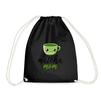 Matcha mom, matcha - Drawstring Bag - black - Front