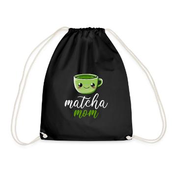 Matcha mom, matcha - Drawstring Bag - black - Front