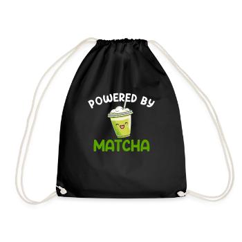 powered by matcha, matcha - Drawstring Bag - black - Front