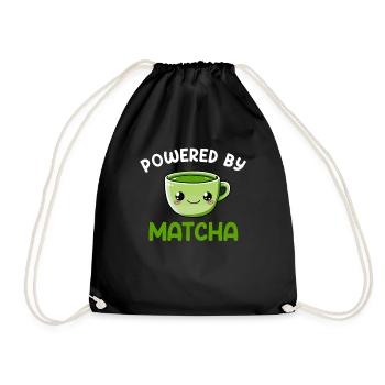 powered by matcha, matcha - Drawstring Bag - black - Front