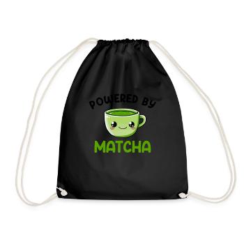 powered by matcha, matcha - Drawstring Bag - black - Front