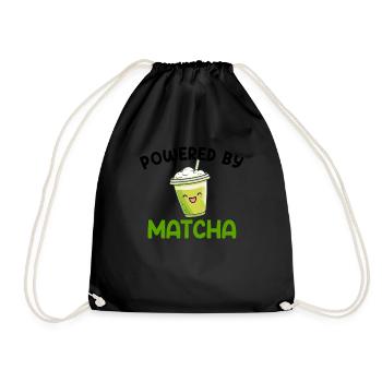powered by matcha, matcha - Drawstring Bag - black - Front