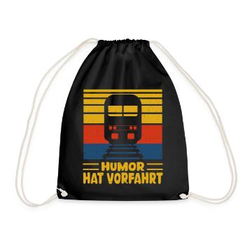 EISENBAHN LOKOMOTIVE HUMOR HAT VORFAHRT - Turnbeutel - Schwarz - Vorne