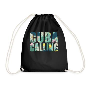Kuba Souvenir Urlaub Kuba Calling - Turnbeutel - Schwarz - Vorne