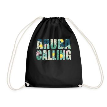 Aruba Souvenir Urlaub Aruba Calling - Turnbeutel - Schwarz - Vorne