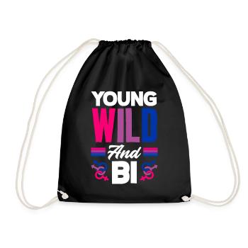Young, wild and bisexual - Drawstring Bag - black - Front