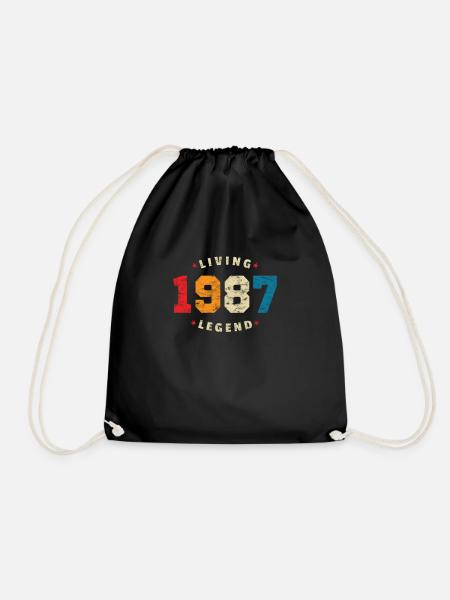 1987 Birthday Retro Living Legend - Drawstring Bag - black