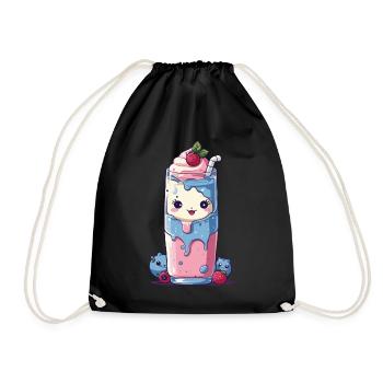 Myrtilles Milkshake Fun Kawaii Anime - Sac de sport léger - noir - Devant