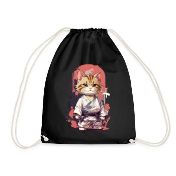 Kampfkunst Katze Karate Lustige Selbstverteidigung - Turnbeutel - Schwarz - Vorne